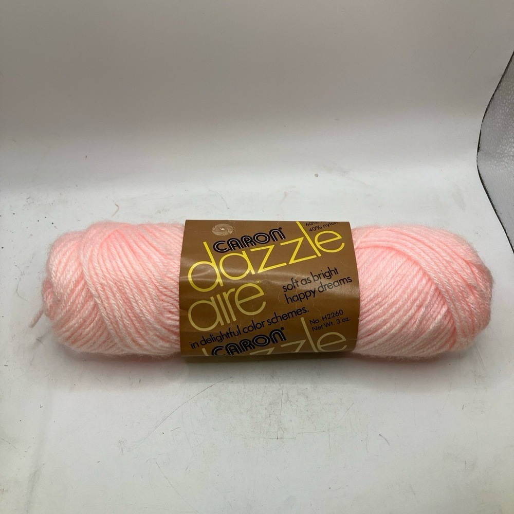 Caron‎ Yarn Dazzle Aire Pink 3oz Soft 4Ply NetWt FiberArt VintageCraft